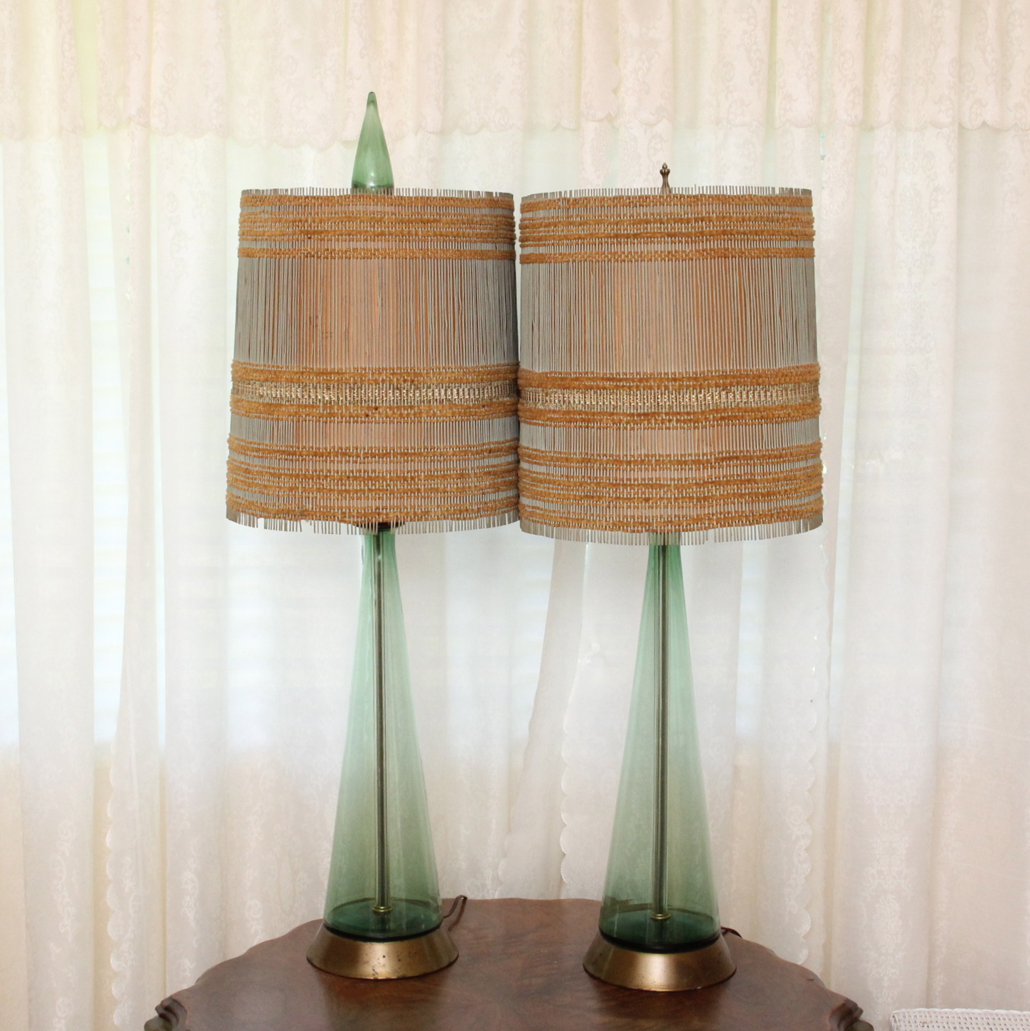 Pair of Italian Mid Century Glass Table Lamps