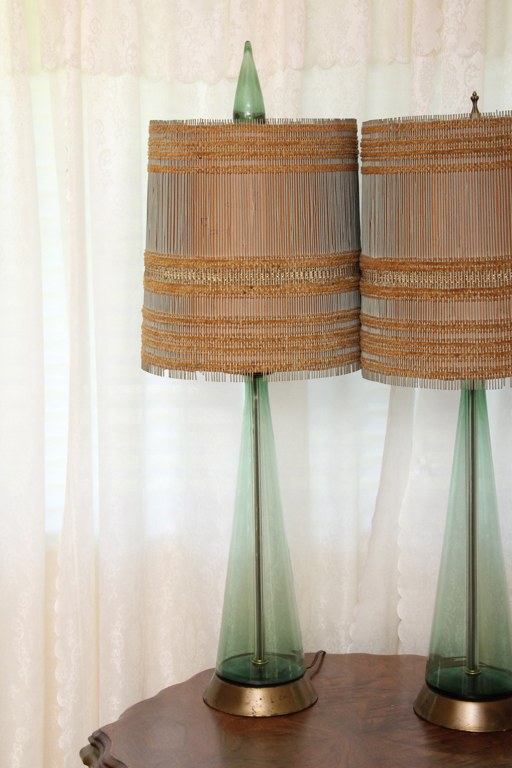 Pair of Italian Mid Century Glass Table Lamps