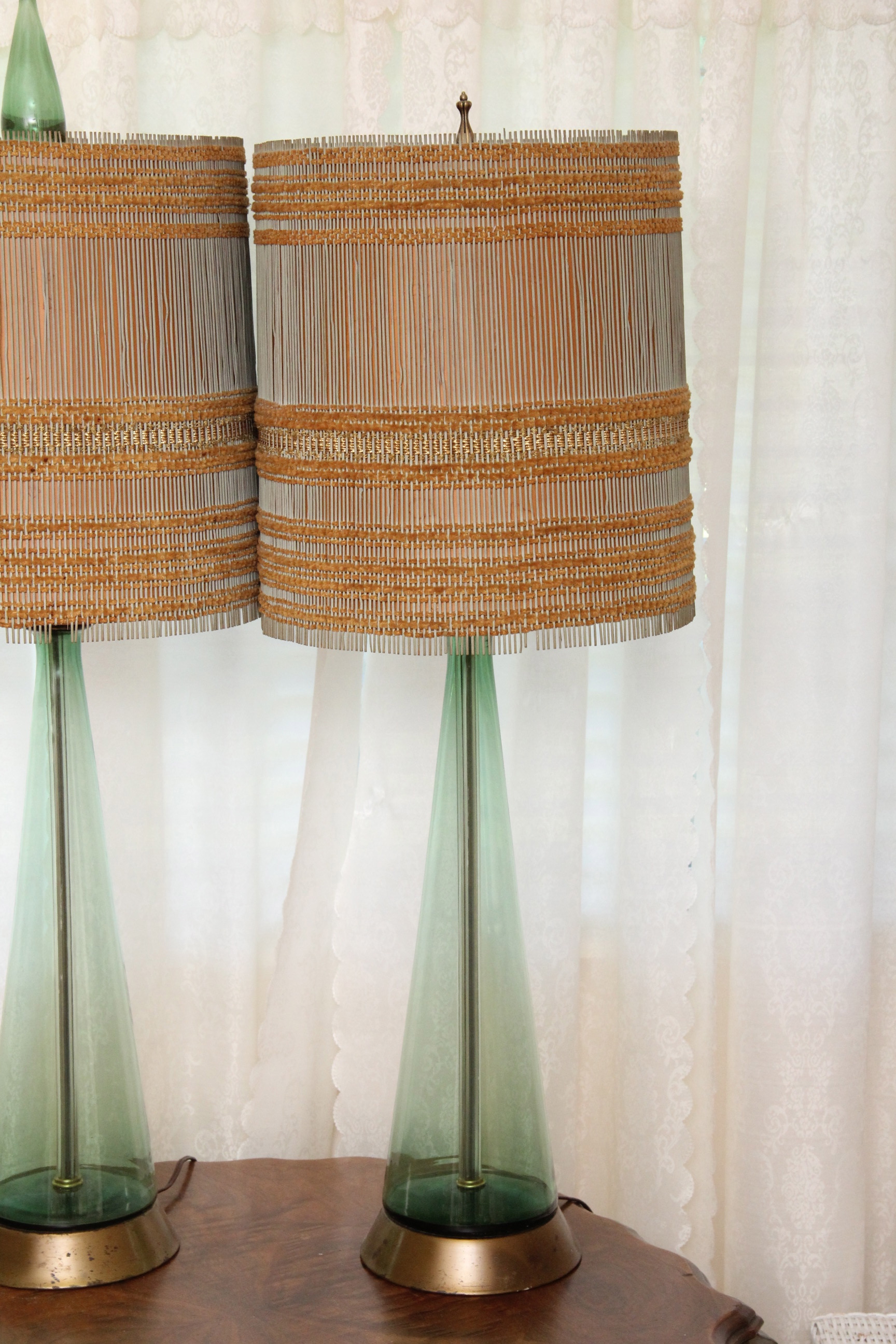 Pair of Italian Mid Century Glass Table Lamps