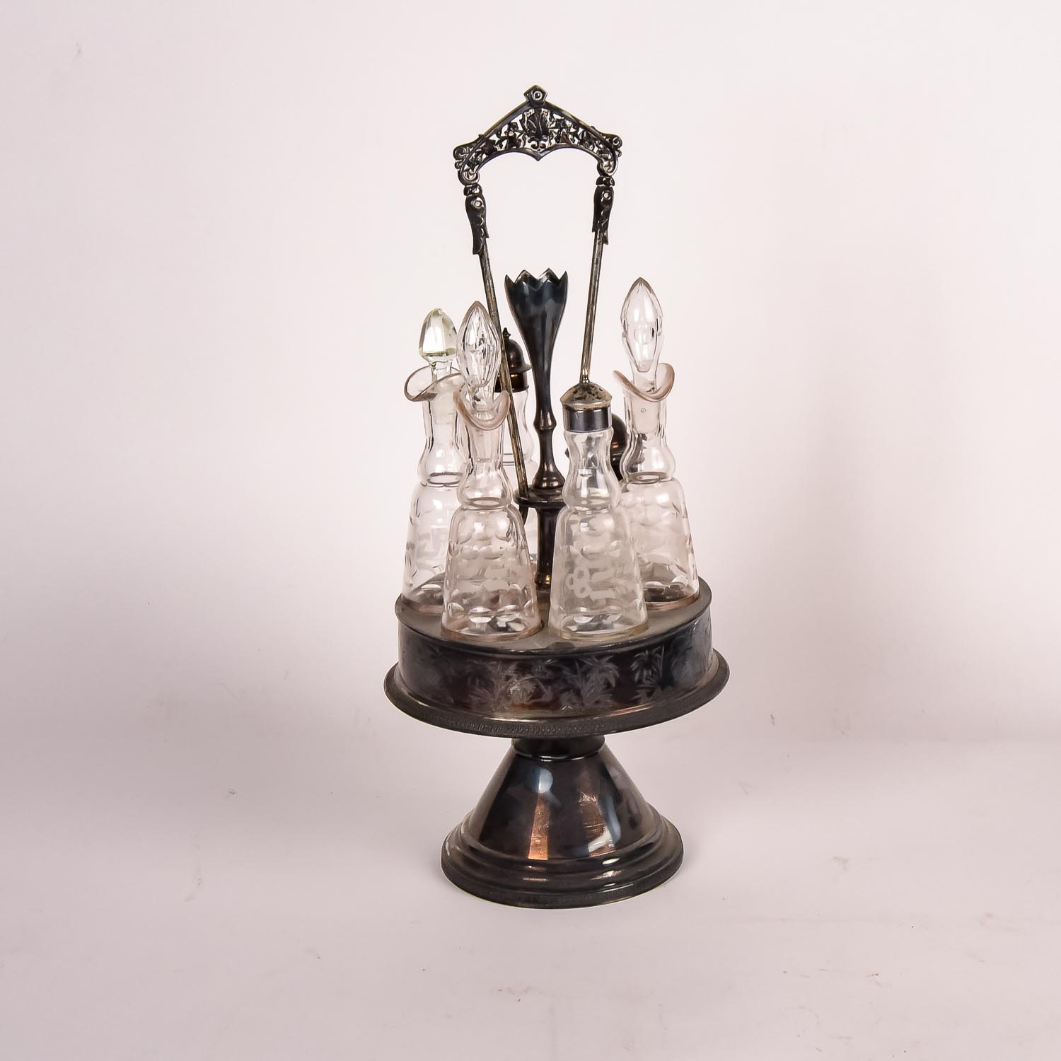 Antique Silver Plate Cruet Condiment Holder