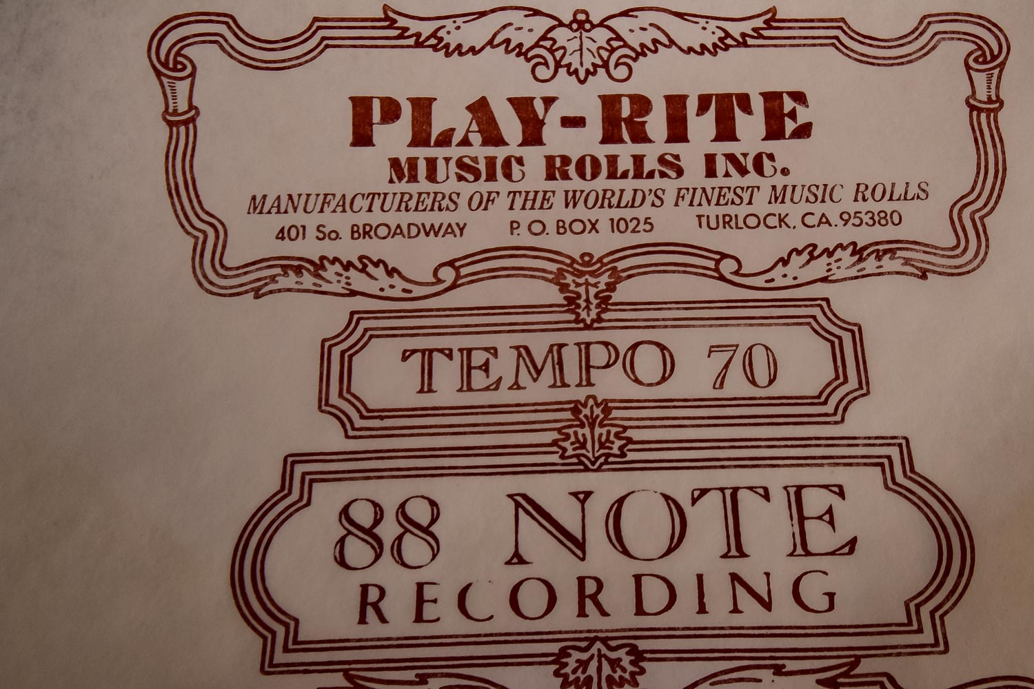 Collection of Play-Rite Music Rolls