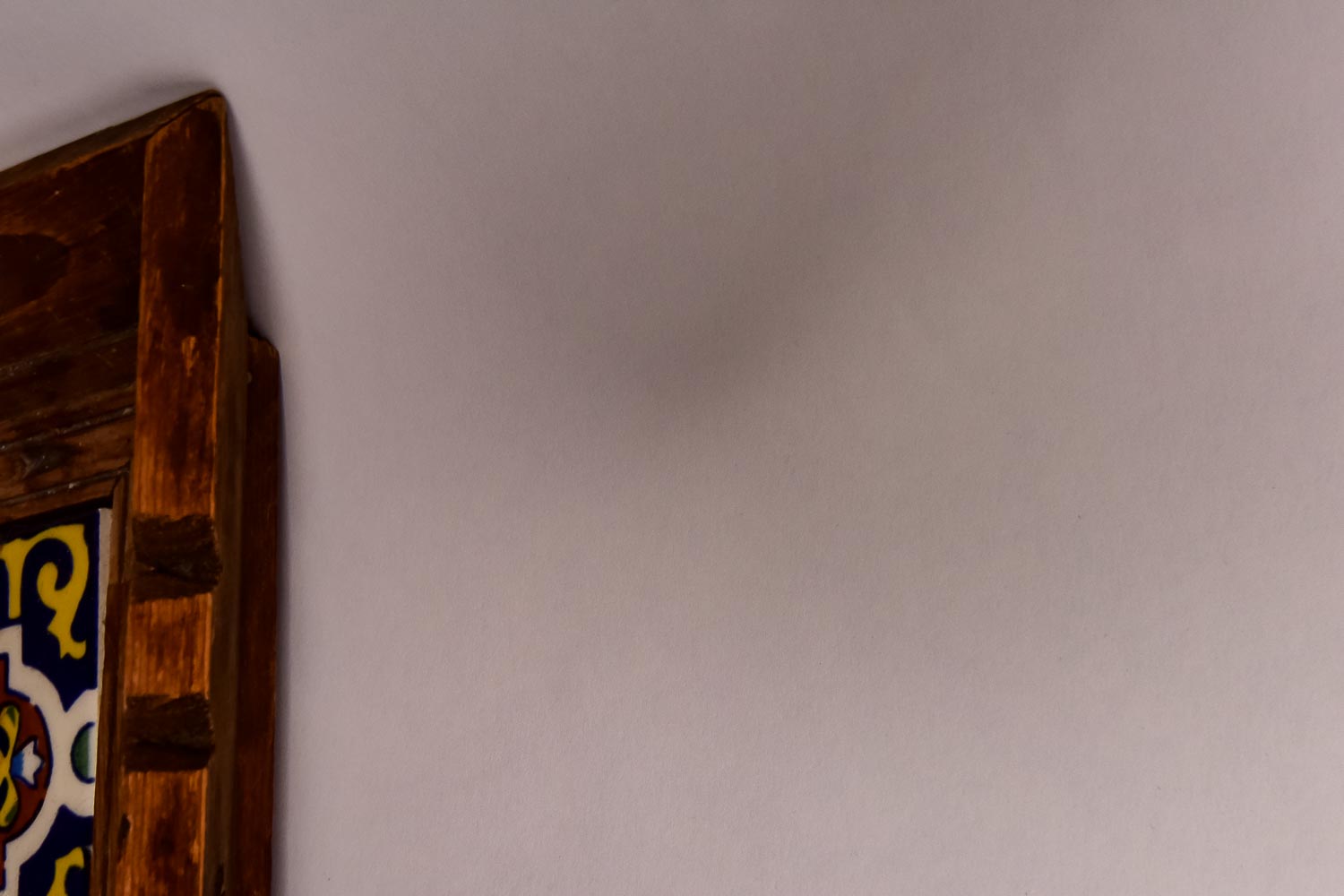 Vintage Wooden and Ceramic Tile Serving Tray