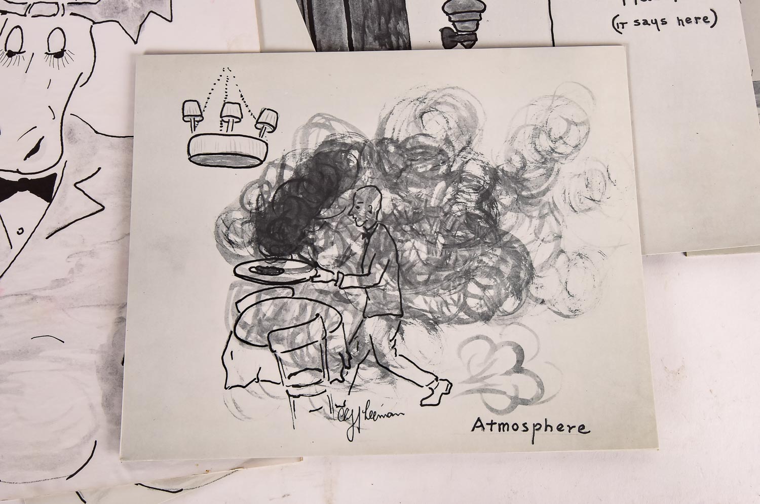 Collection of Cliff Leeman Restaurant Themed Drawings