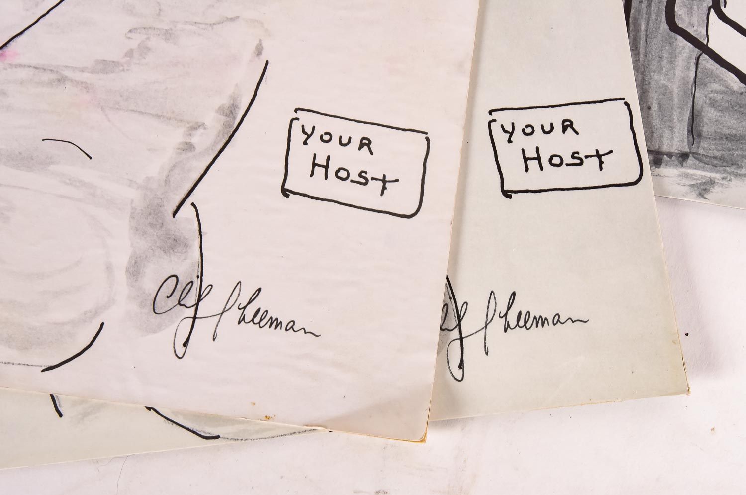 Collection of Cliff Leeman Restaurant Themed Drawings