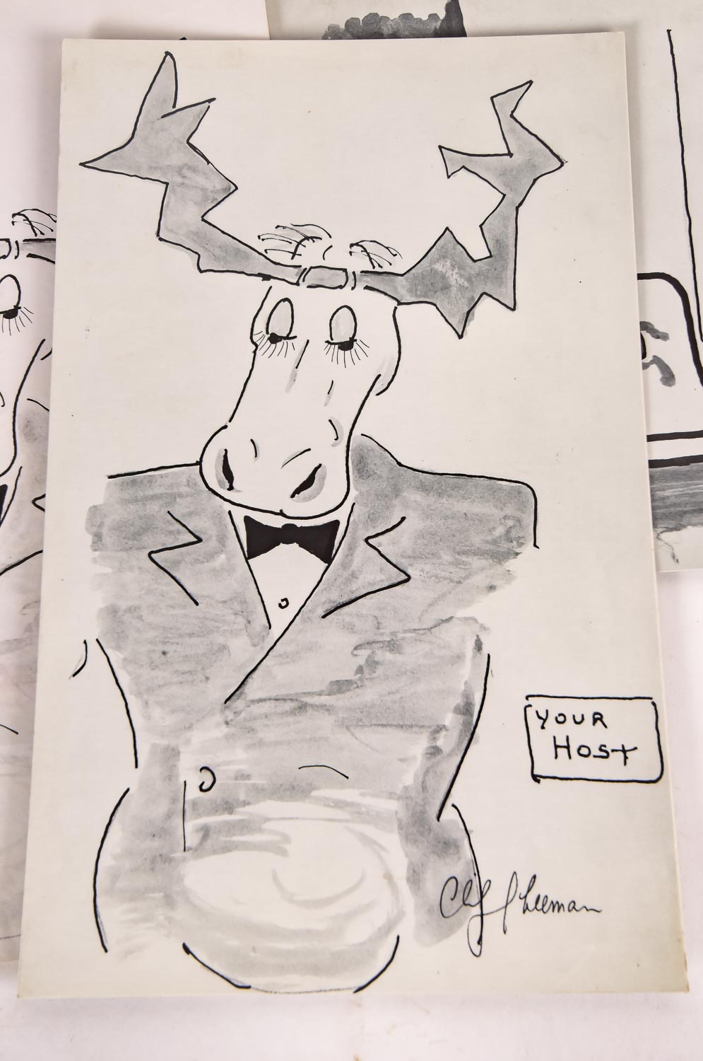 Collection of Cliff Leeman Restaurant Themed Drawings