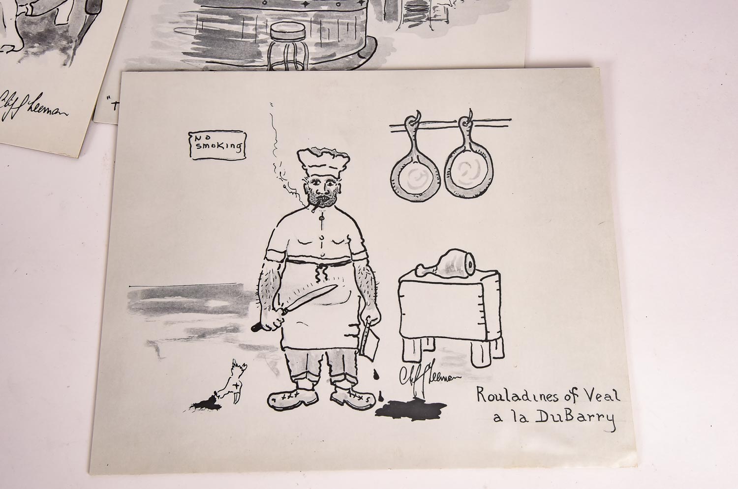 Collection of Cliff Leeman Restaurant Themed Drawings