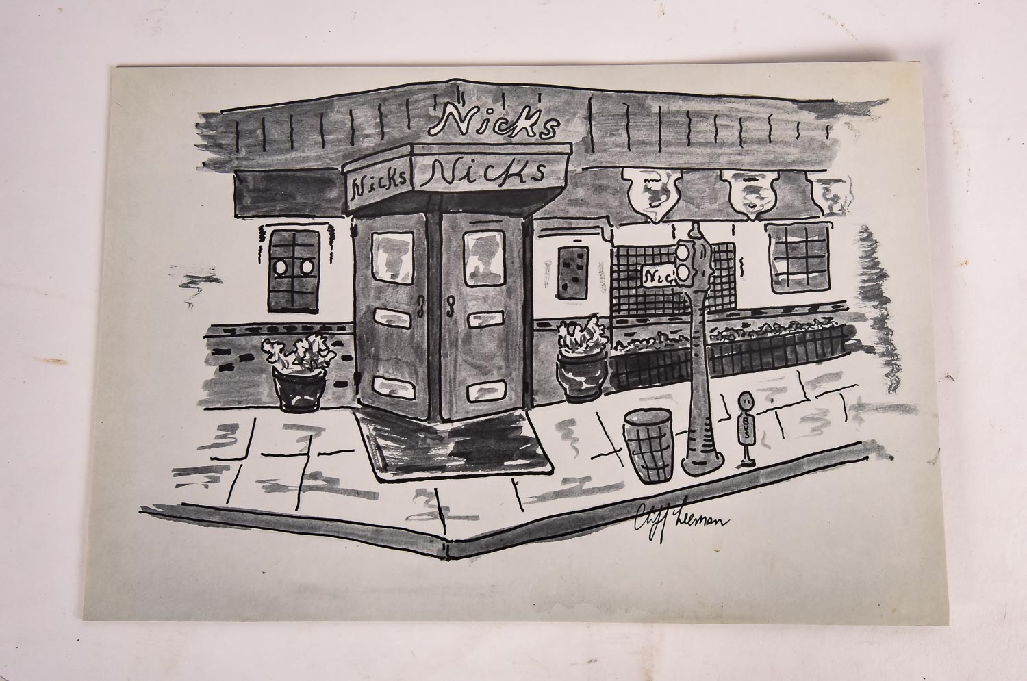 Collection of Cliff Leeman Restaurant Themed Drawings