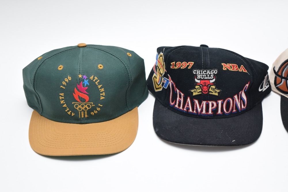 1996 and 1997 Chicago Bulls NBA Championship Hats and 1996 Atlanta Summer Olympics Hat
