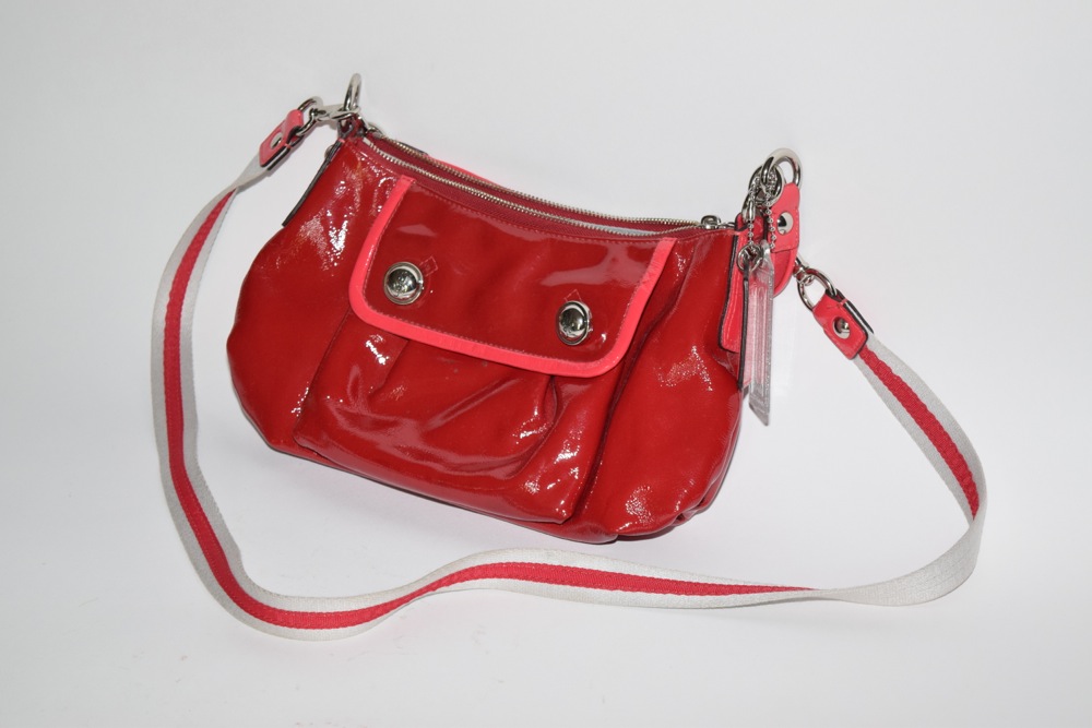 Coach Red Patent Leather Shoulder/Crossbody Hobo Bag