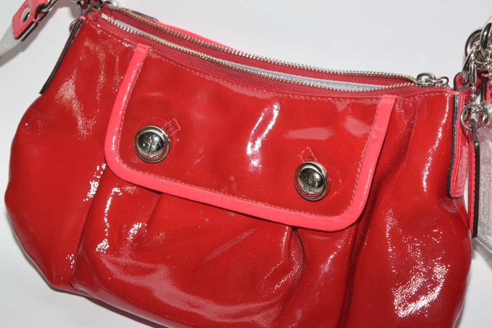 Coach Red Patent Leather Shoulder/Crossbody Hobo Bag