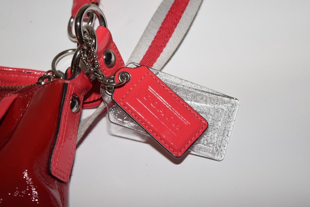 Coach Red Patent Leather Shoulder/Crossbody Hobo Bag