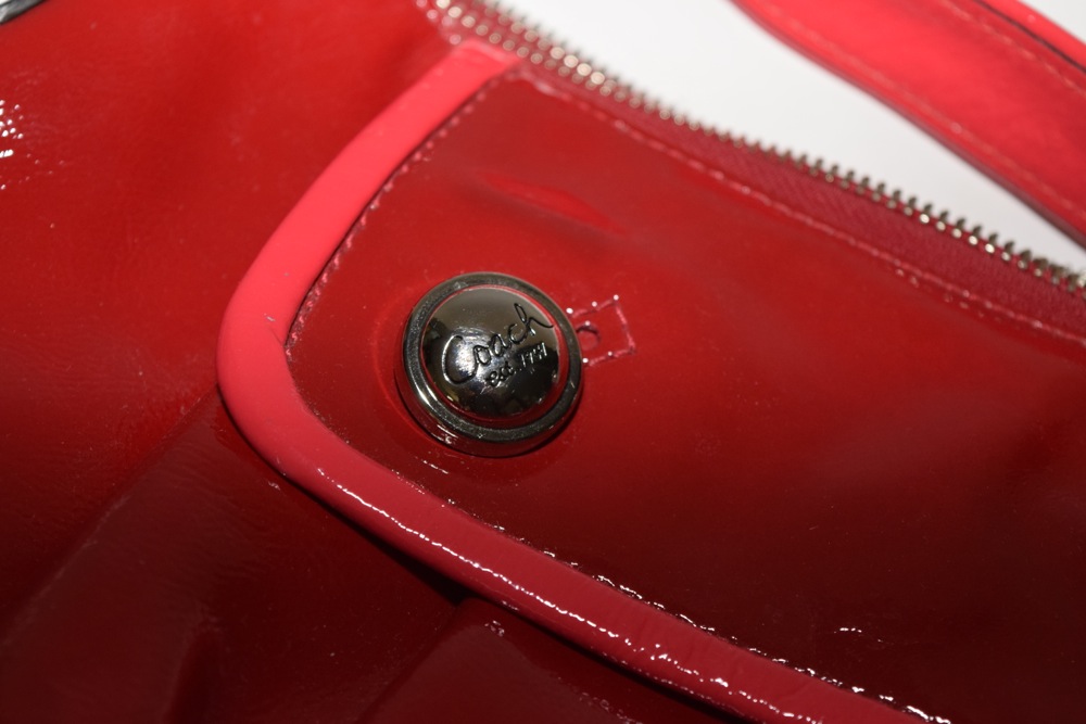 Coach Red Patent Leather Shoulder/Crossbody Hobo Bag