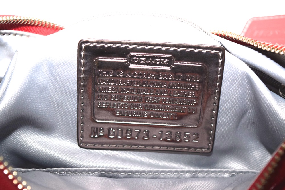 Coach Red Patent Leather Shoulder/Crossbody Hobo Bag