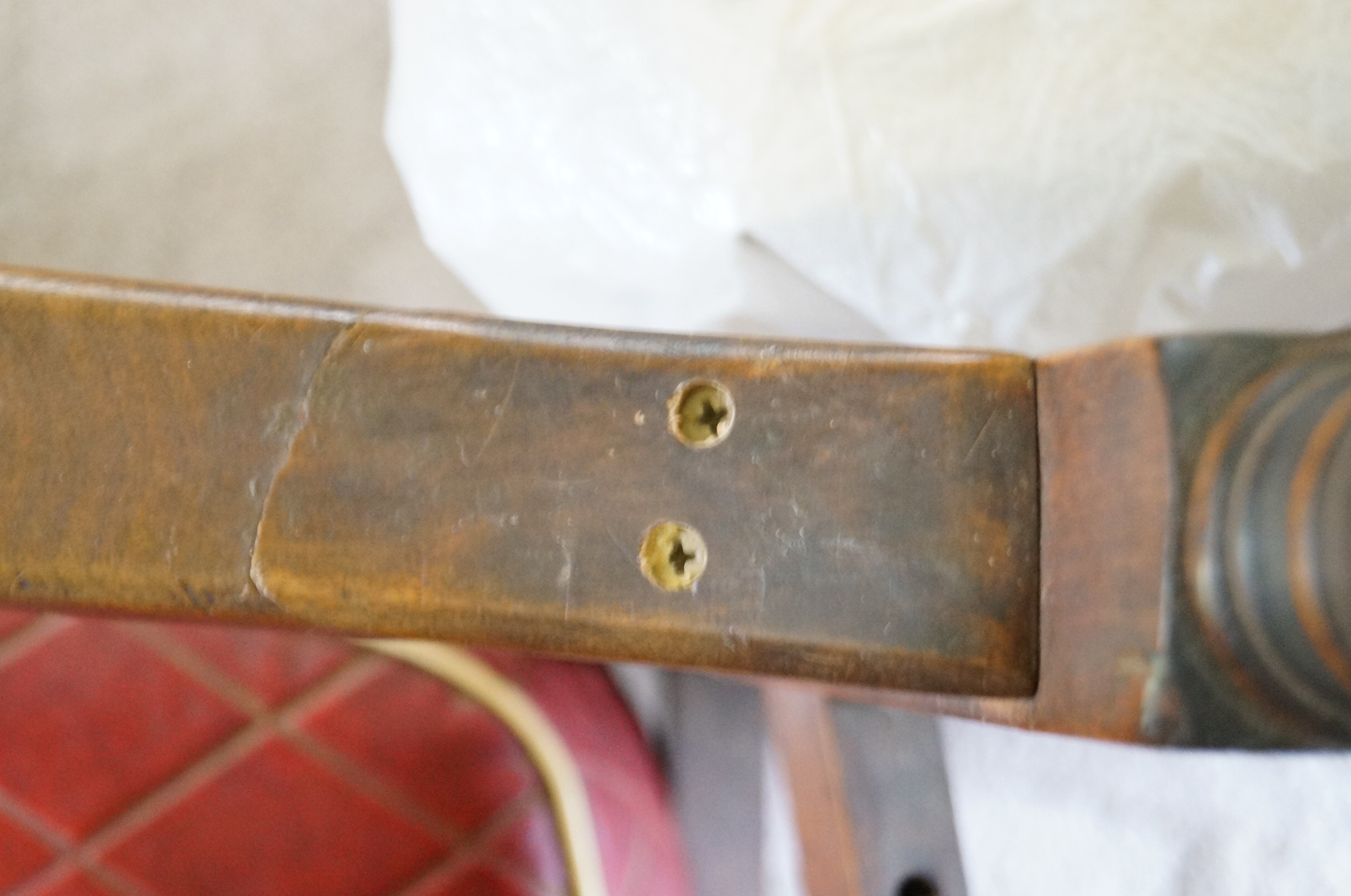 Antique Wood Rocking Chair with Red Cushion