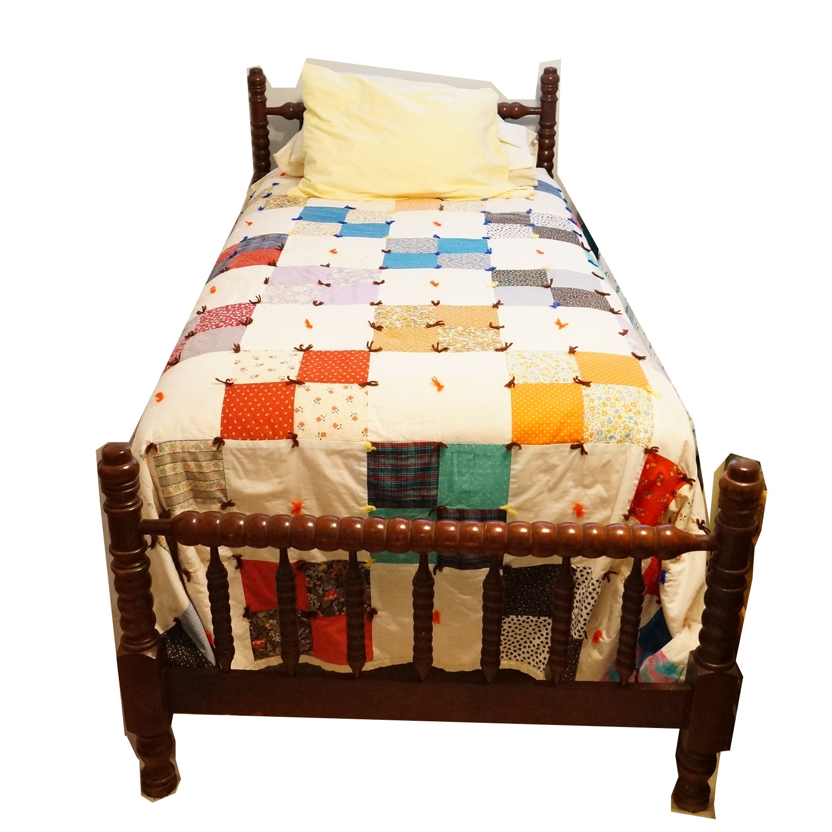 Four Post Wood Spindle Twin Extra Long Bed Frame