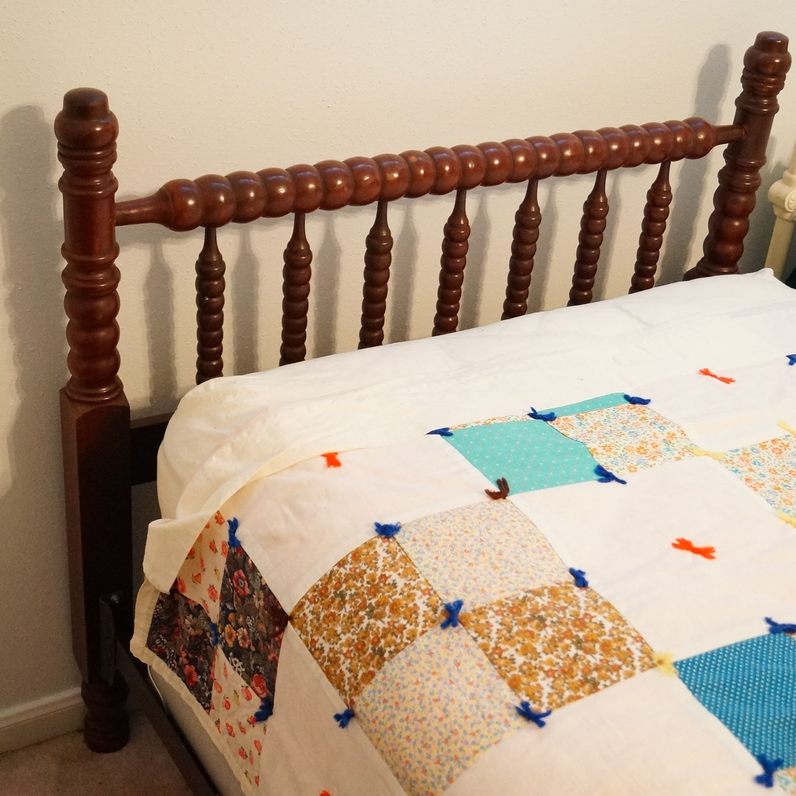 Four Post Wood Spindle Twin Extra Long Bed Frame