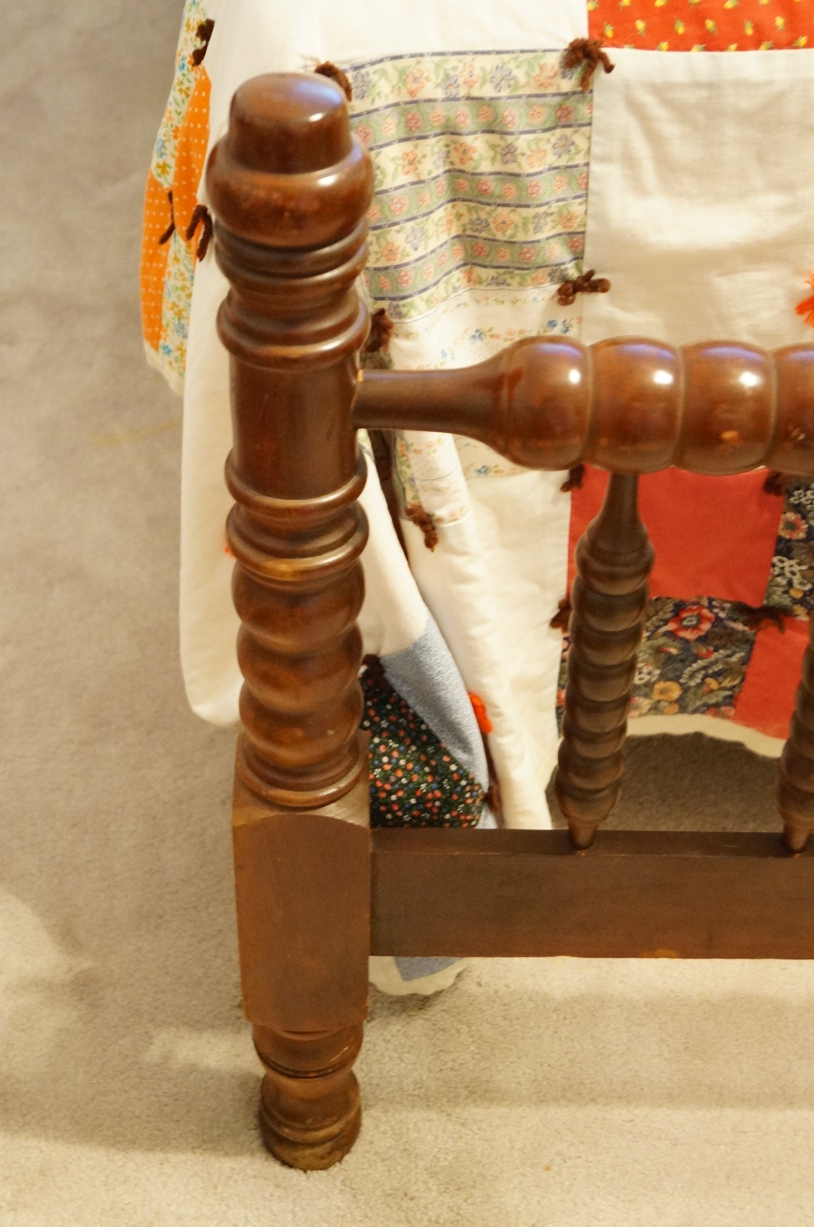 Four Post Wood Spindle Twin Extra Long Bed Frame