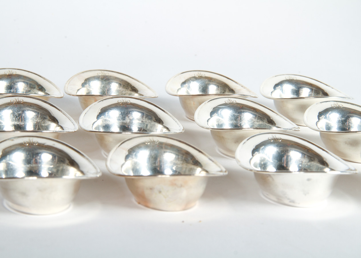 Set of 12 Sterling Silver Nut Dishes