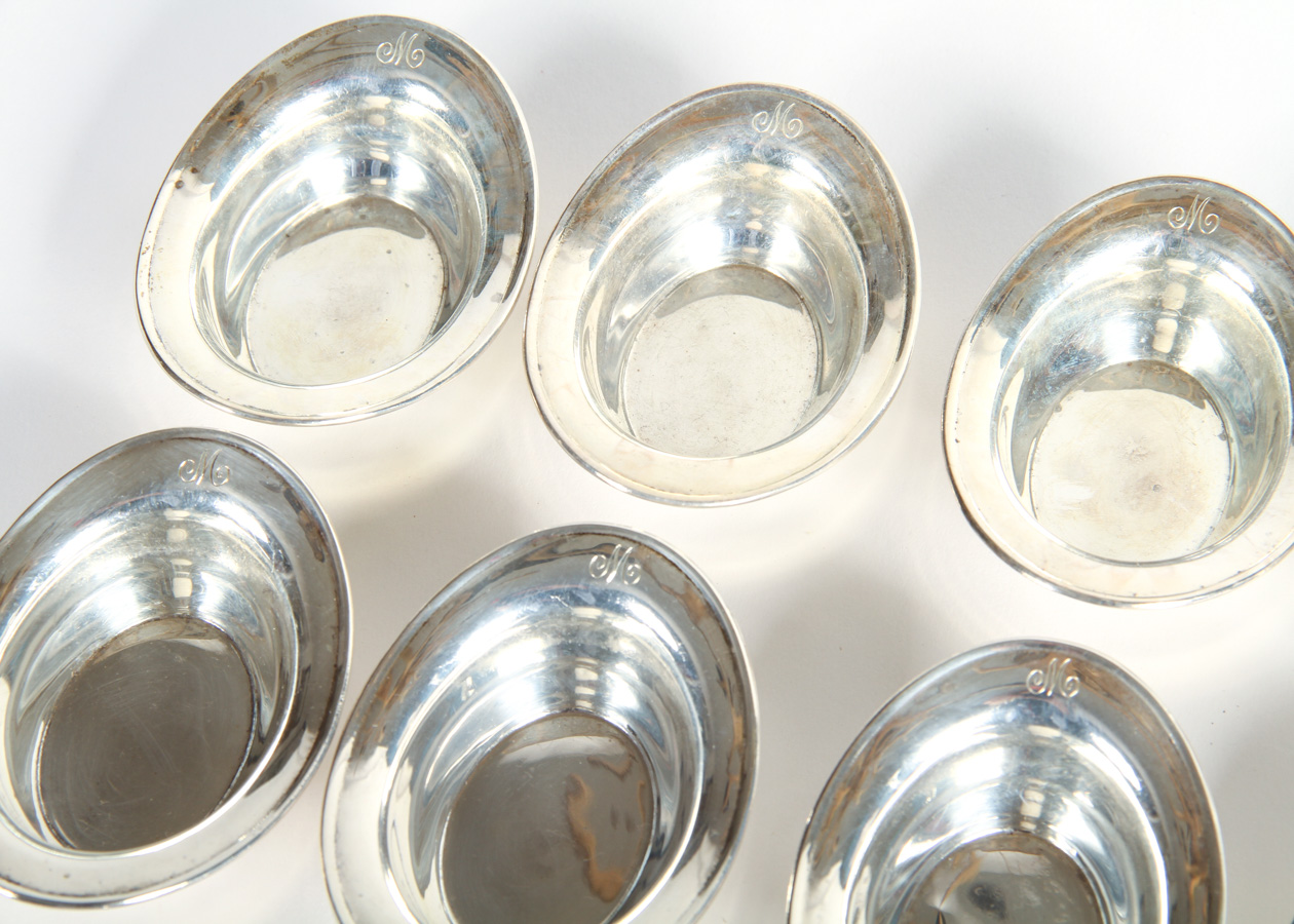 Set of 12 Sterling Silver Nut Dishes