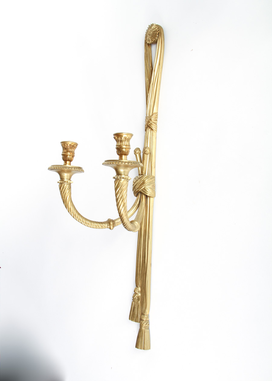 Vintage Brass Rope Candle Sconces