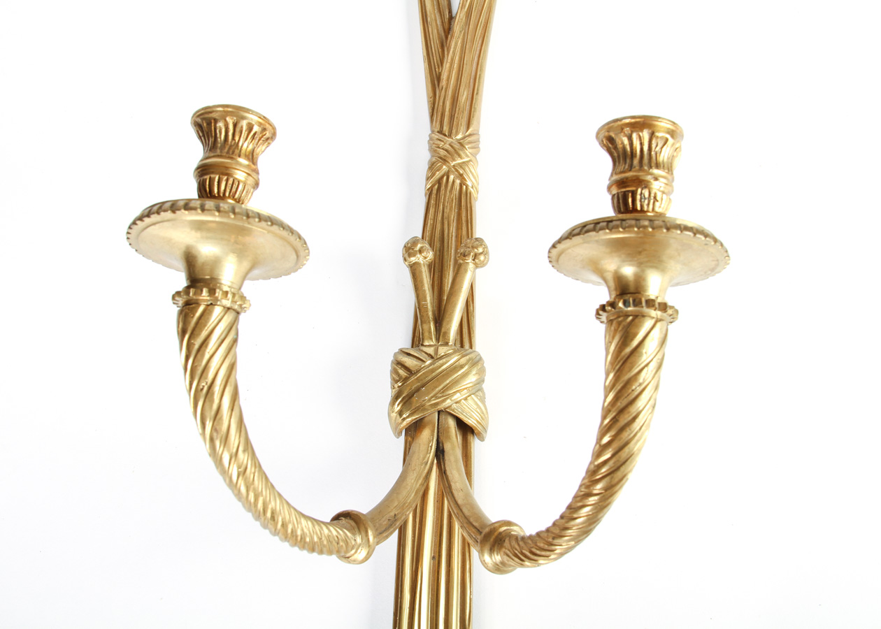 Vintage Brass Rope Candle Sconces