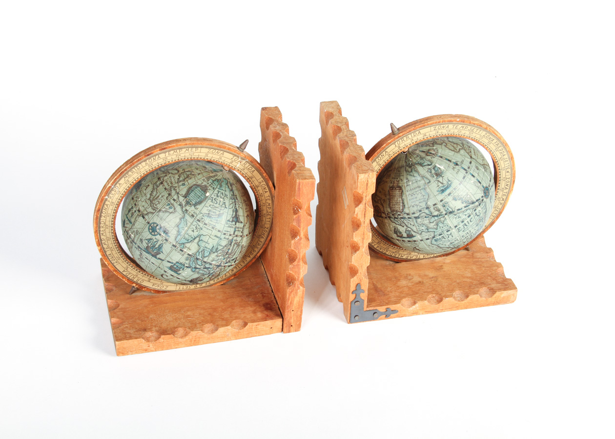 Pair of Vintage Spanish Old World Globe Bookends