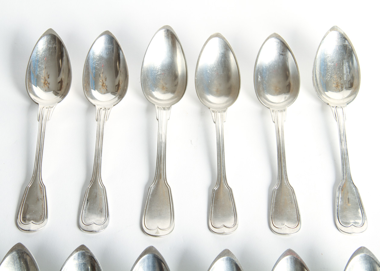 Antique Christofle Silver-plate Soup Spoons, Set of 12