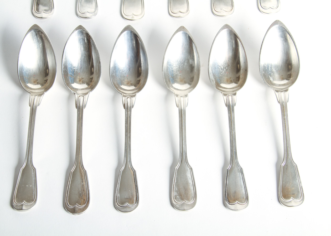 Antique Christofle Silver-plate Soup Spoons, Set of 12