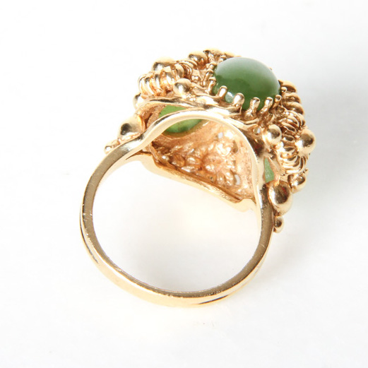 14K Yellow Gold and Jade Cocktail Ring