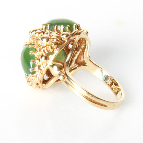 14K Yellow Gold and Jade Cocktail Ring