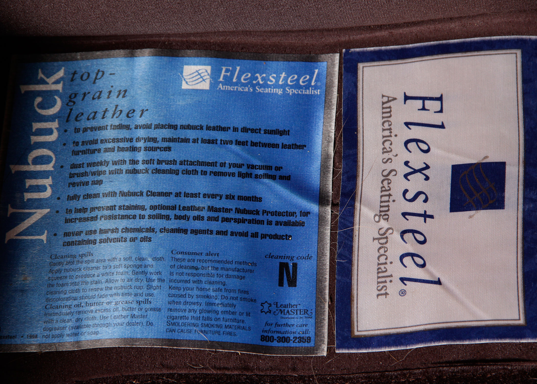 Flexsteel Nubuck Leather Couch