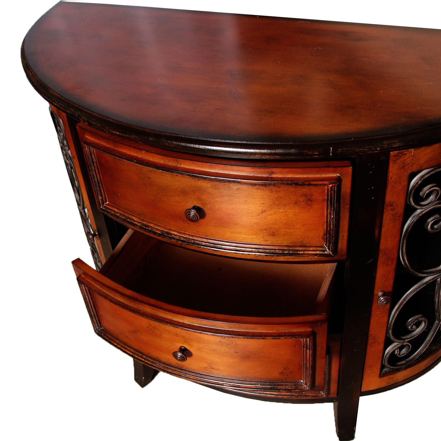 Three Drawer Half Moon Side Table