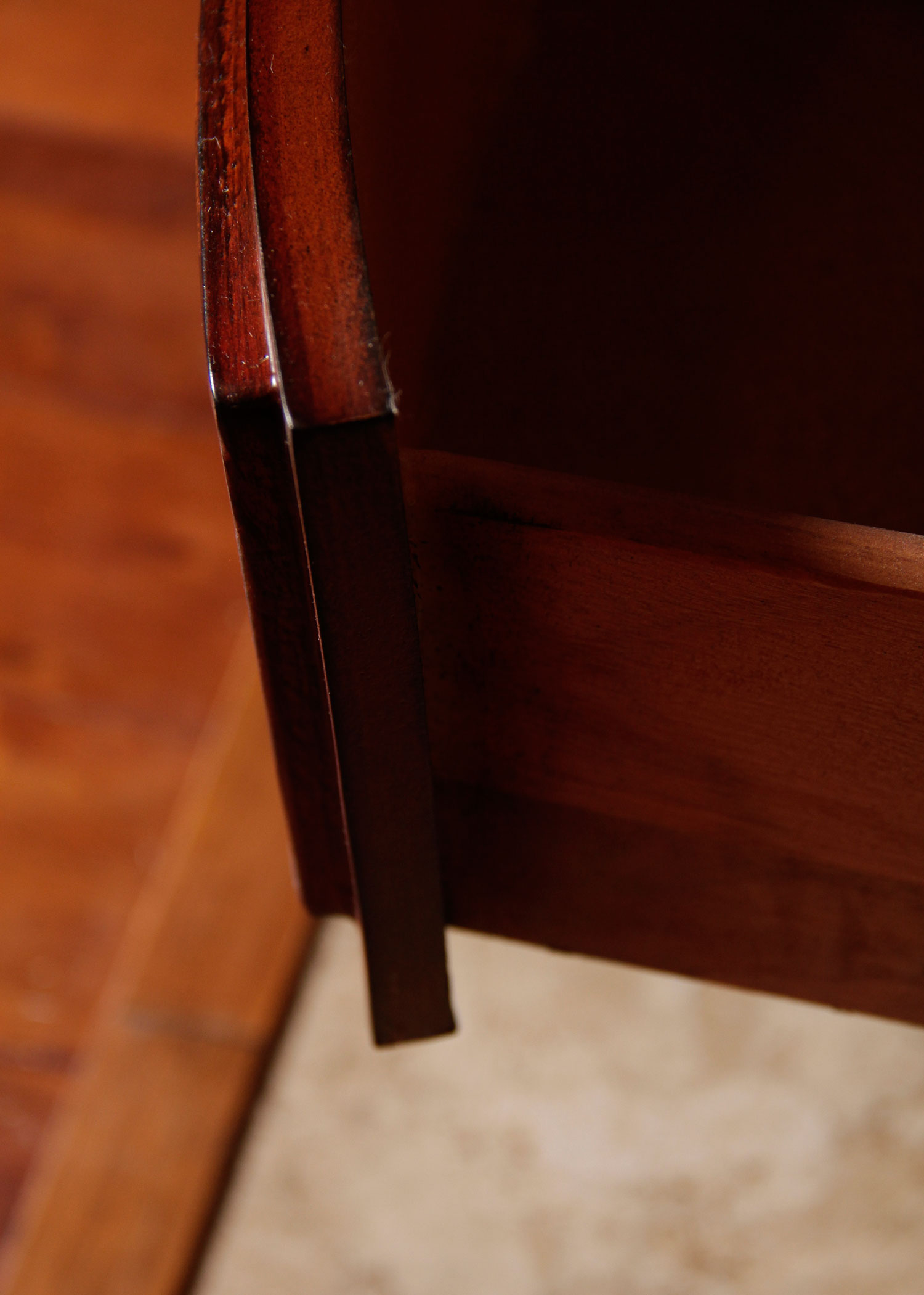 Three Drawer Half Moon Side Table