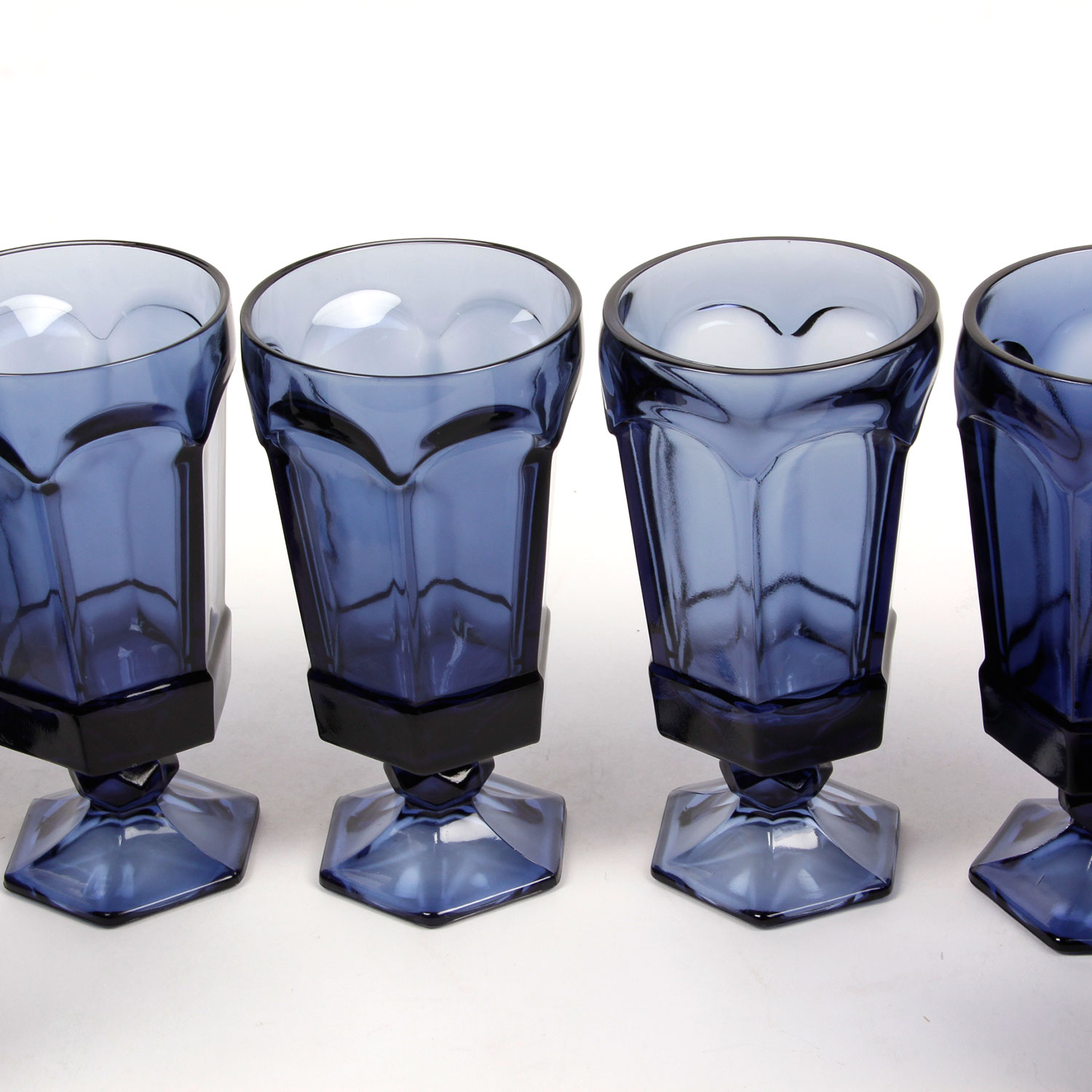 Collection of Thirteen Vintage Cobalt Blue Glass Goblets From Dillard's Lennox Collection