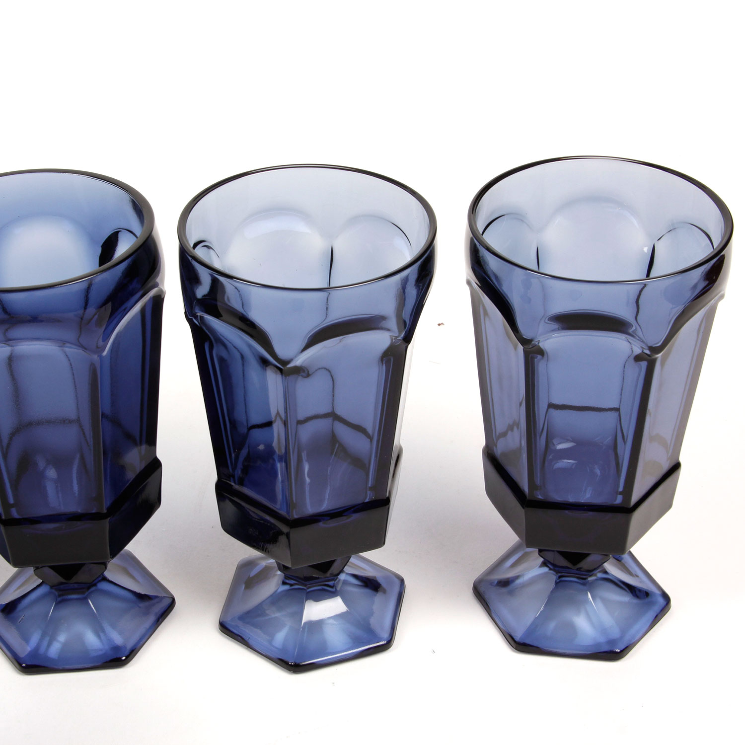 Collection of Thirteen Vintage Cobalt Blue Glass Goblets From Dillard's Lennox Collection