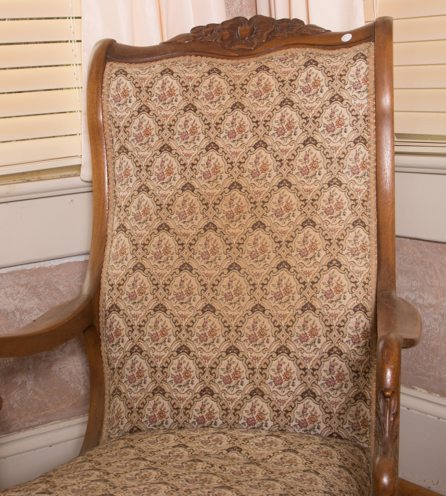 Vintage Carved Goose Neck Arm Rocking Chair