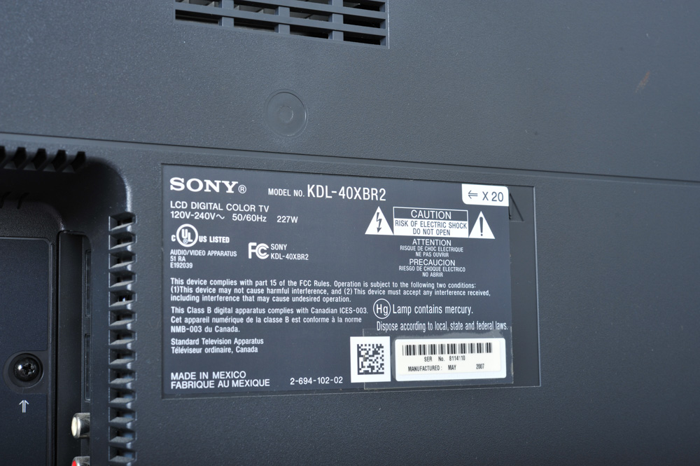 Sony Bravia 40" LCD Flat Screen Television