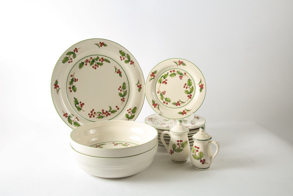Assortment of Sango White Christmas Dinnerware