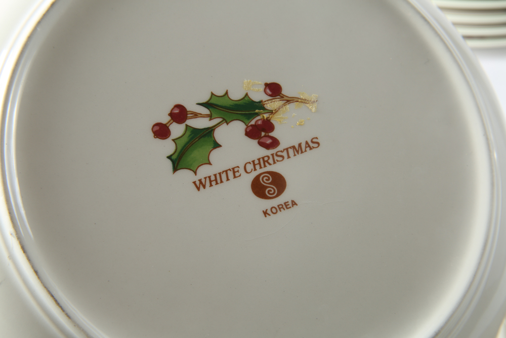 Assortment of Sango White Christmas Dinnerware