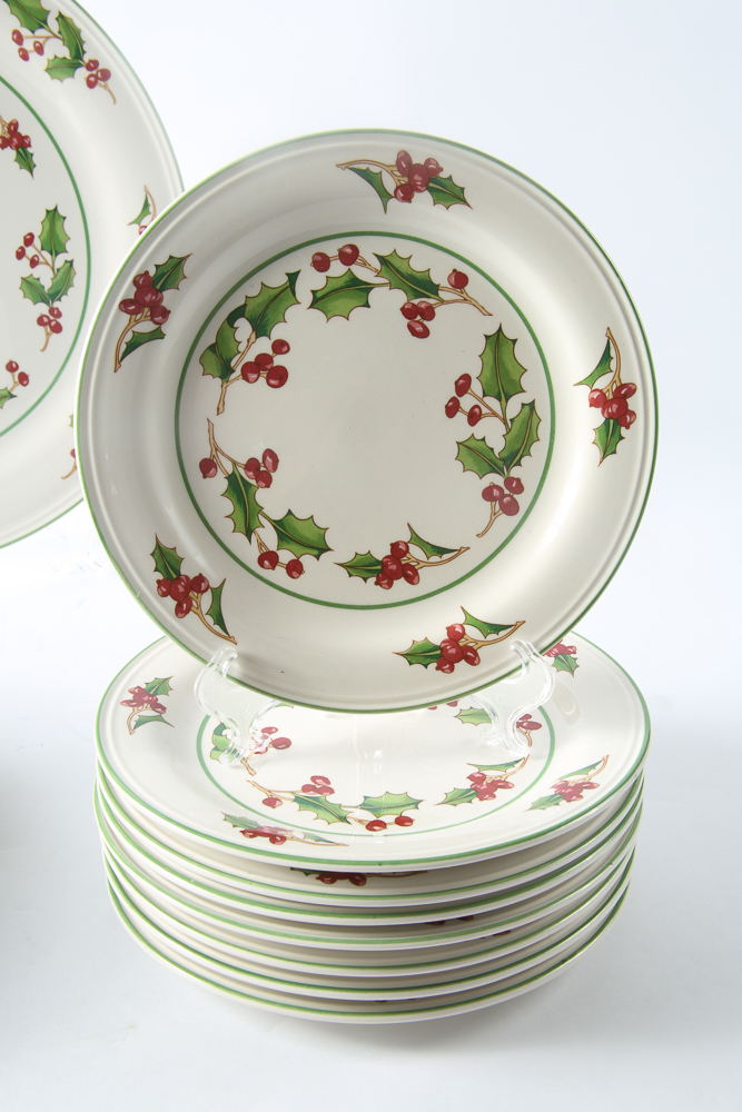 Assortment of Sango White Christmas Dinnerware