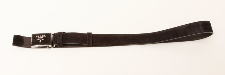 Prada Suede and Leather Belt with Key Chain