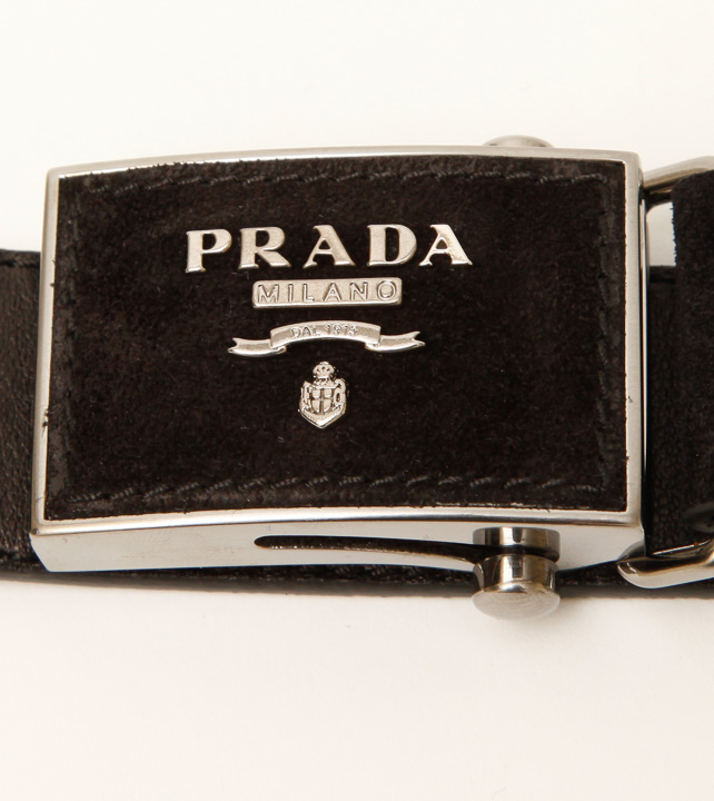 Prada Suede and Leather Belt with Key Chain