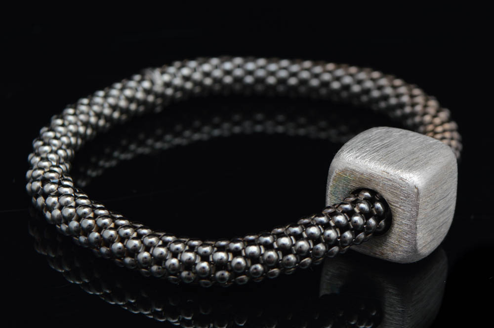 Sterling Silver and Metal Stretch Bracelet