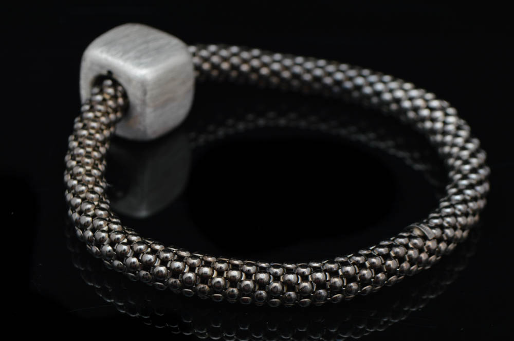 Sterling Silver and Metal Stretch Bracelet