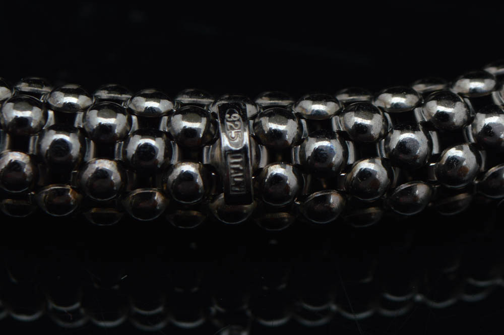 Sterling Silver and Metal Stretch Bracelet