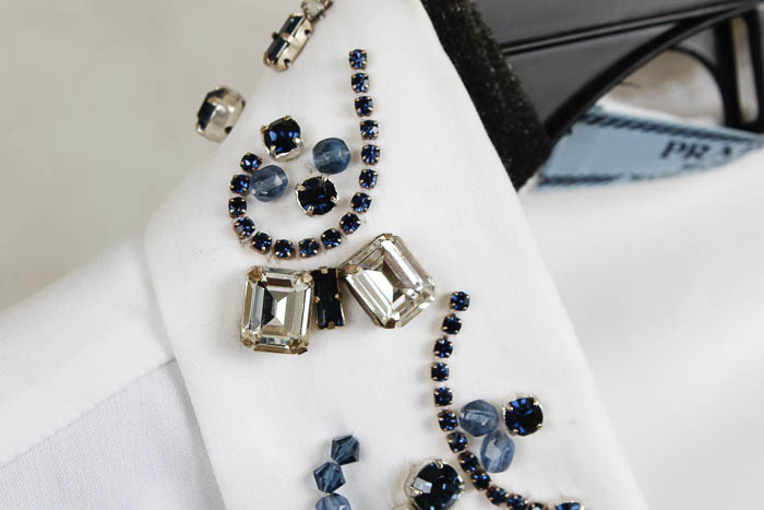 Women's Prada White and Beaded Button Down Shirt