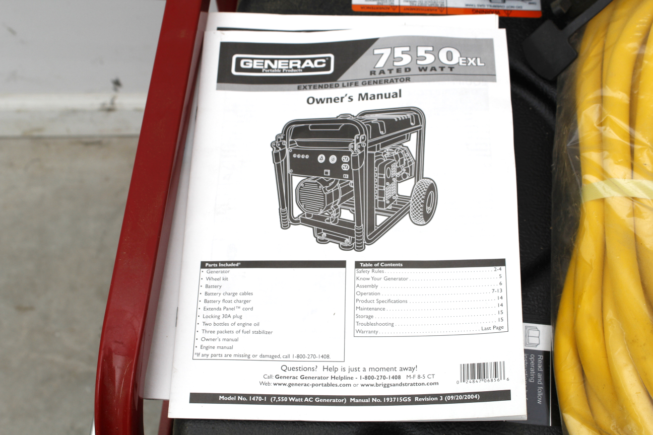 7550 Exl Generac Generator and Accessories