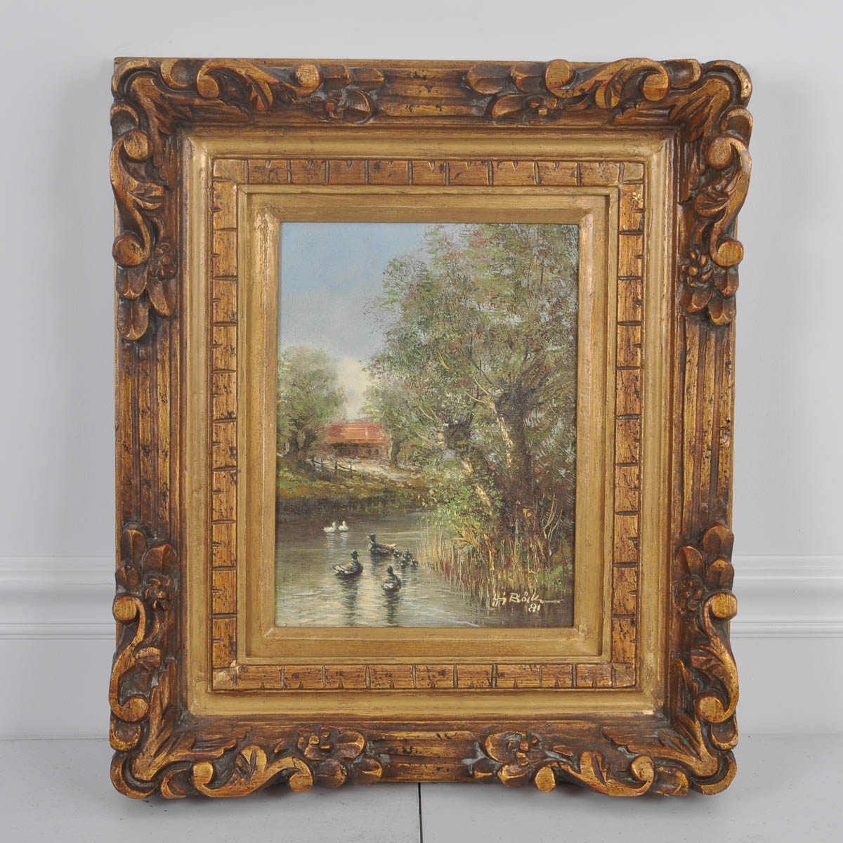 Heinz Boeckmann Heinz Boeckmann Oil Painting of Ducks on a Pond