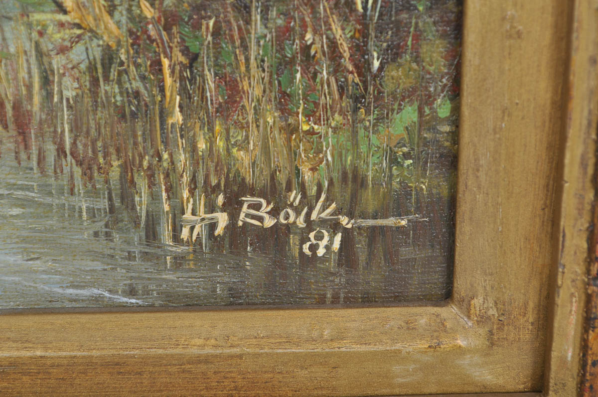 Heinz Boeckmann Heinz Boeckmann Oil Painting of Ducks on a Pond