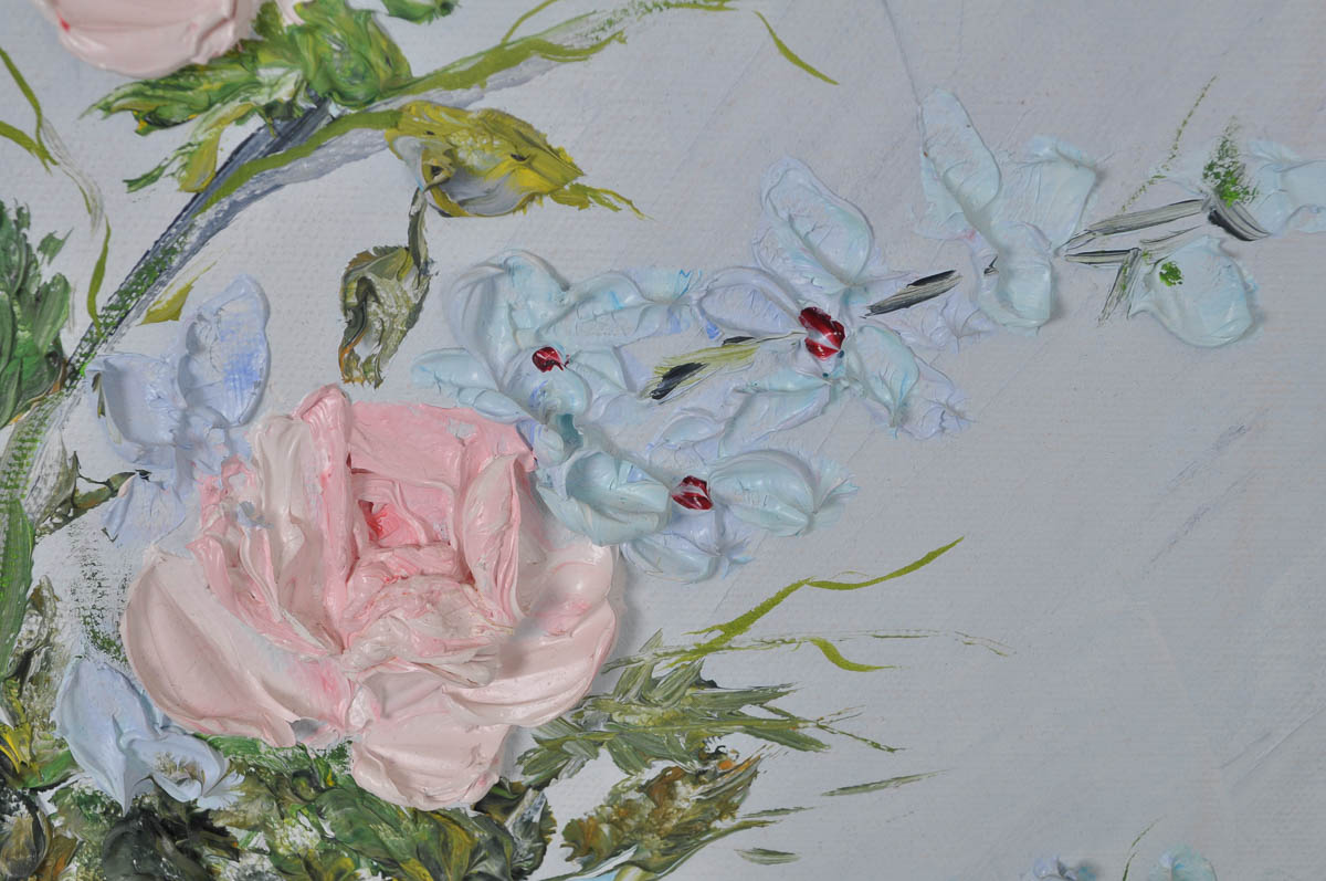 Florine Gompf Signed Oil Painting of Floral Still Life